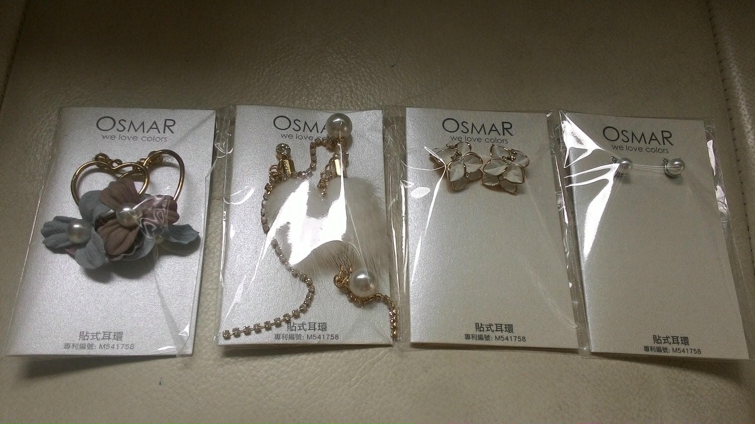 OSMAR绚彩家/無耳洞貼式耳環/無耳洞也可配戴耳環/清新甜美愛心花卉/雪白四葉花鑲鑽/簡約原創小貓珍珠/珍珠水貂毛鍊條流蘇 - 第2張圖